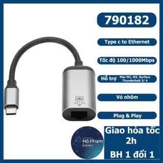 Cáp chuyển usb type c ra mạng LAN 1000Mbps, 2.5Gbe kết nối với laptop, mac, surface