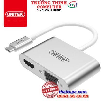 CÁP TYPE-C to HDMI + VGA UNITEK V1126A