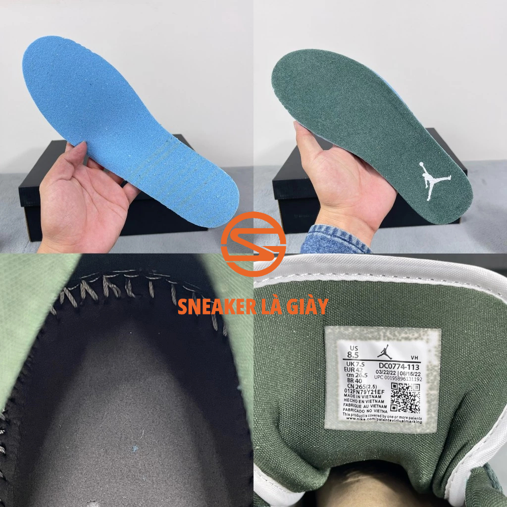 Giày Air Jordan 1 Low White Galactic Jade DC0774-113 - High Quality Fullbox