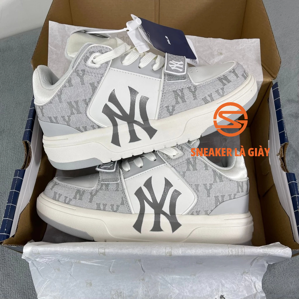 Giày MLB Chunky Liner Denim NY Grey 3ASXCDN3N-50GRS- High Quality Fullbox và Túi xách