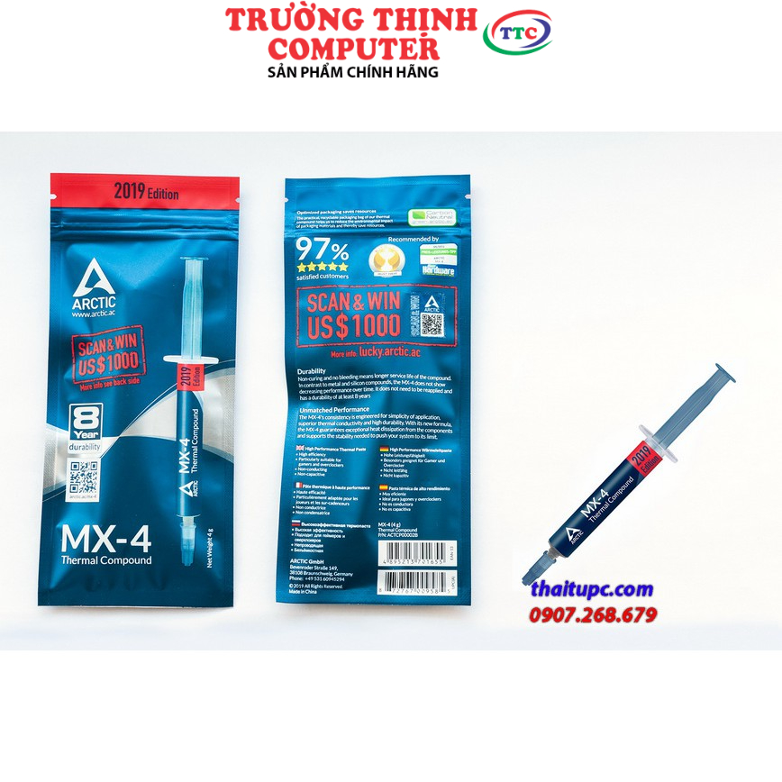 Keo tản nhiệt Artic MX4 4g 2019 hàng cao cấp