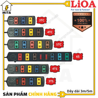 Ổ cắm điện LiOA, ổ điện phổ thông 3 lỗ, 4 lỗ, 5 lỗ, 6 lỗ dây dài 3m/5m - MITA