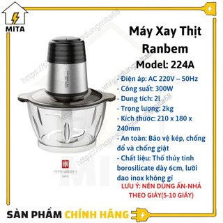 Máy xay thịt RANBEM cối thuỷ tinh 224A - MITA