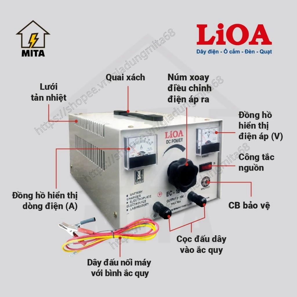 Sạc bình ắc quy LiOA 2V đến 18V dòng tải 30A BC1830 - MITA