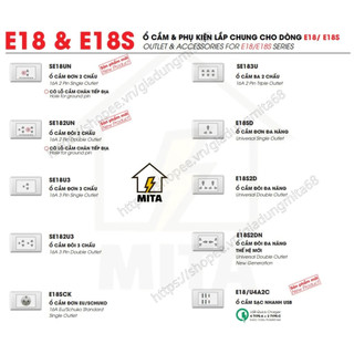 Mặt Ổ cắm điện âm tường LiOA(âm tường + lắp nổi) - MITA