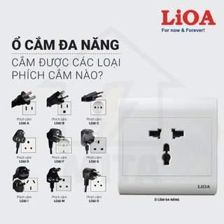 Mặt Ổ cắm điện âm tường LiOA(âm tường + lắp nổi) - MITA