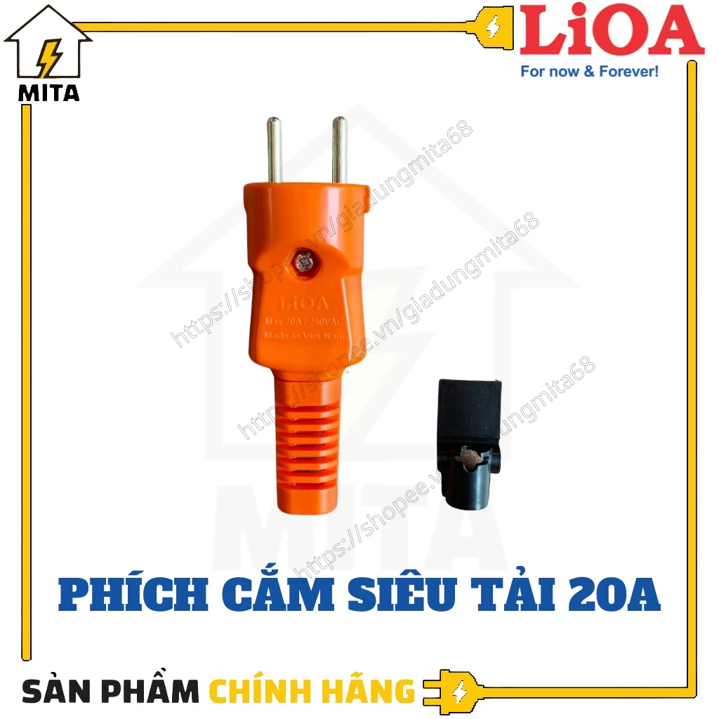 Phích cắm điện chịu tải LiOA có khóa chống tuột dây công suất 20A - MITA