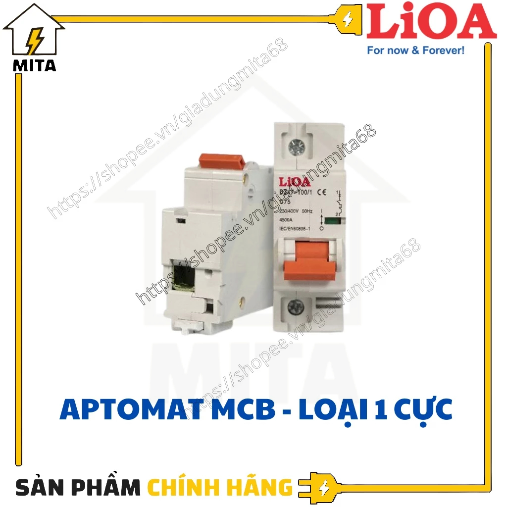 ATTOMAT 1 Cực LiOA - LiOA 6A-63A(Dòng Cắt 4.5kA) - Aptomat LiOA - Loại Át Cài - MITA