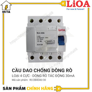 Aptomat chống giật 4 cực LiOA RCCB4040/30 - MITA