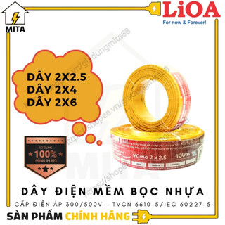 Dây điện đôi mềm lioa vcmo 2x2.5, 2x4, 2x6 - mita