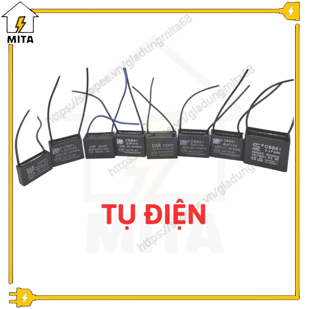 Tụ quạt 1uf-1,5uf -2uf-2,2uf-2,5uf-3uf-4uf-5uf