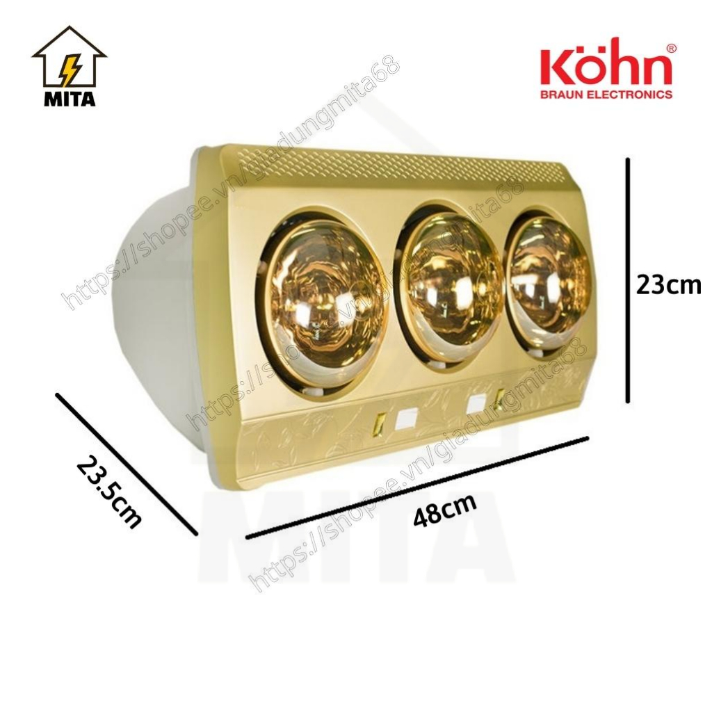Đèn sưởi nhà tắm 3 bóng Kohn - Chính hãng bảo hành 5 năm - MITA