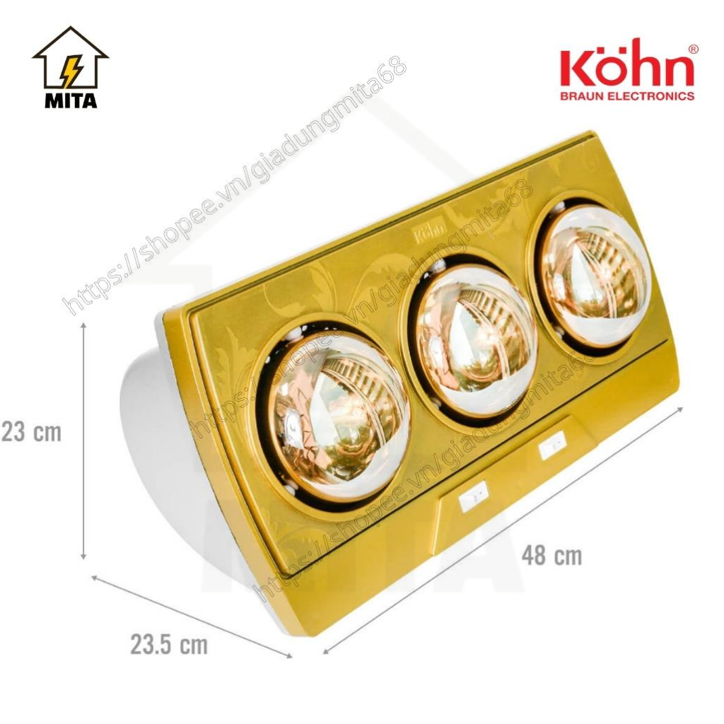 Đèn sưởi nhà tắm 3 bóng Kohn - Chính hãng bảo hành 5 năm - MITA