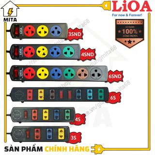 Ổ cắm điện LiOA phổ thông loại có bảo vệ chống quá tải (model S) 3 lỗ, 4 lỗ, 6 lỗ dây dài 3m/5m công suất 2200W - MITA