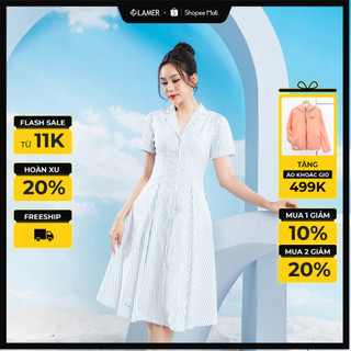 Đầm Xòe LAMER Cổ 2 Ve Tay Lơ Vê L63L23H022