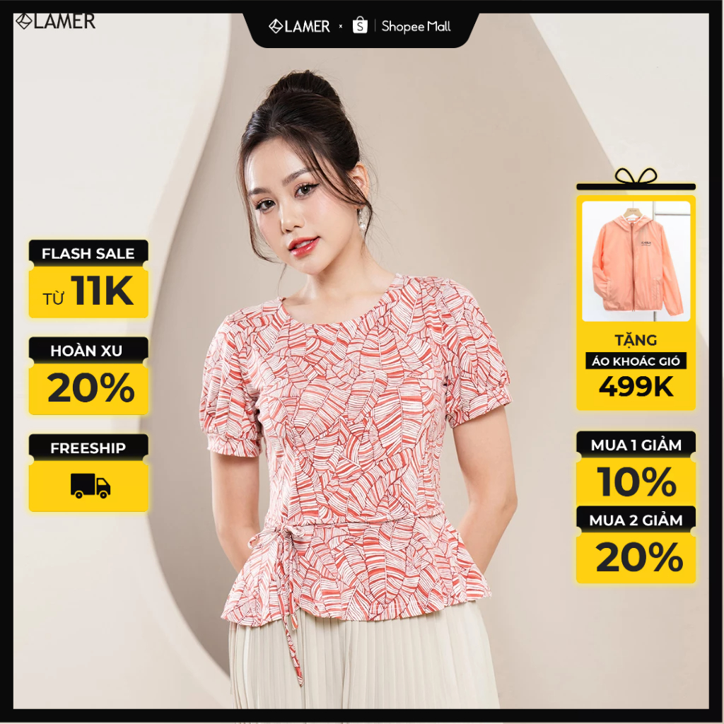 Áo Peplum LAMER Nơ Eo Tay Cộc L61B23H030