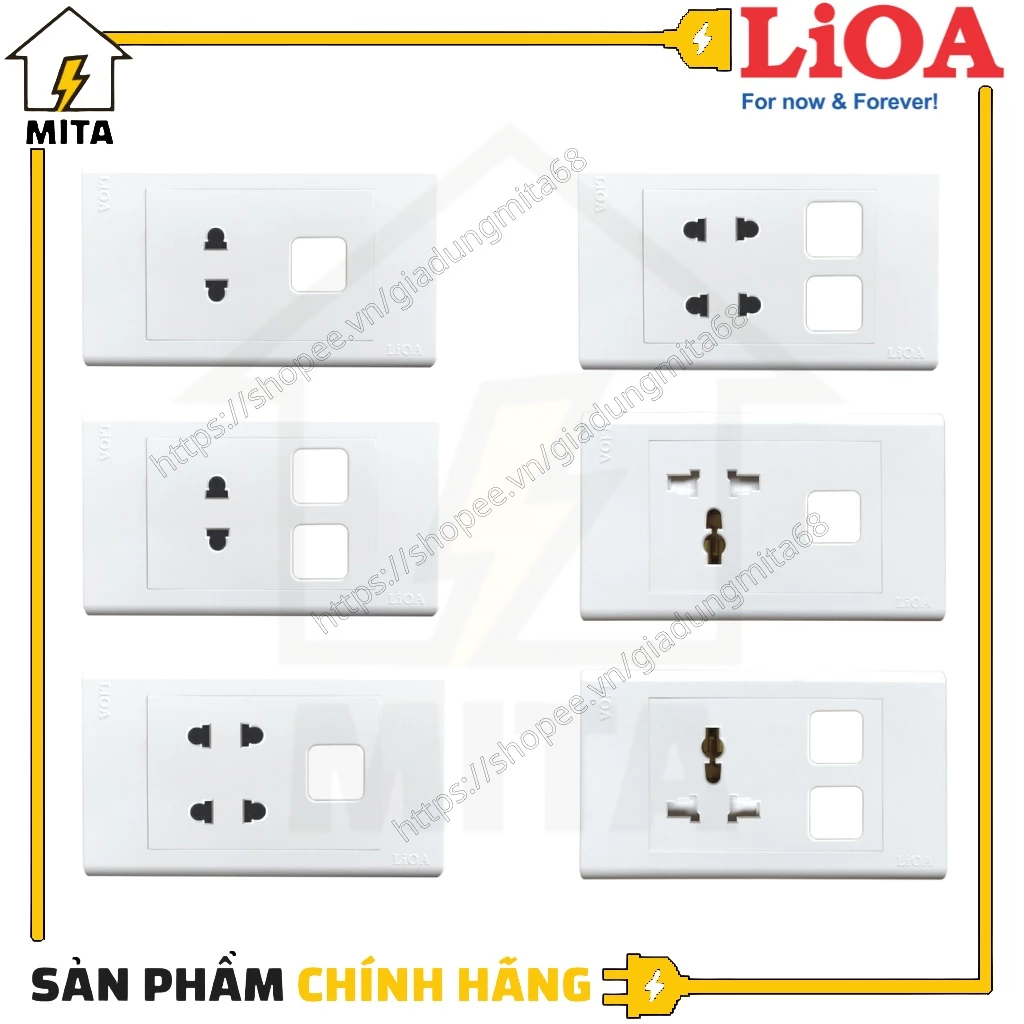 Mặt Ổ cắm điện âm tường LiOA(âm tường + lắp nổi) - Mặt ổ cắm điện và công tắc LiOA   - MITA