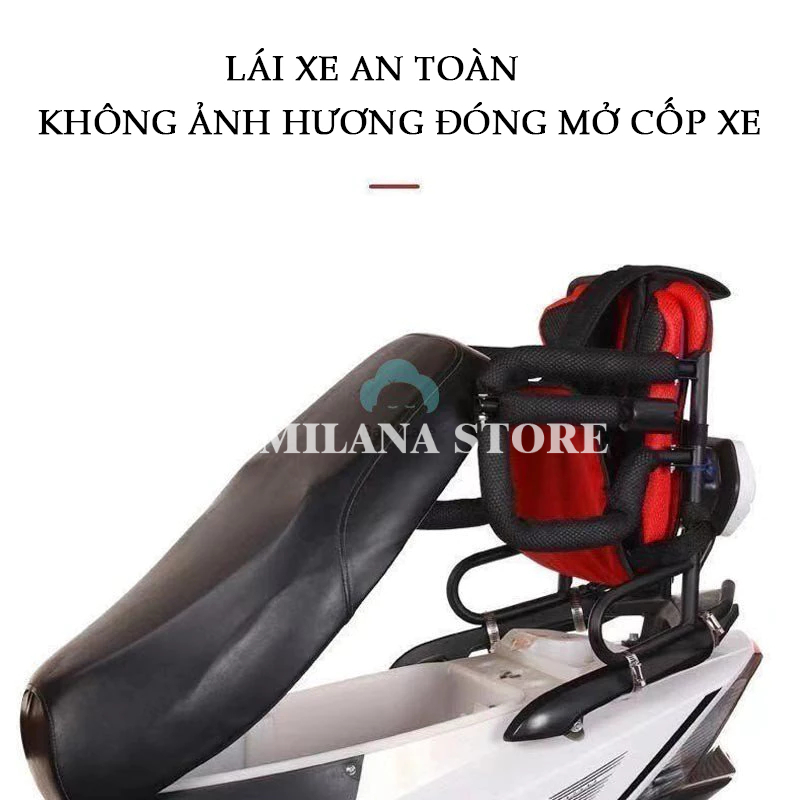 Ghế Ngồi Xe Máy Cho Bé Milana- Ghế Sau Đi Xe Ga, Xe Đạp Điện, Có Vòng Bảo Vệ Bé, An Toàn Cho Trẻ Lead,Vision,Vespa, SH