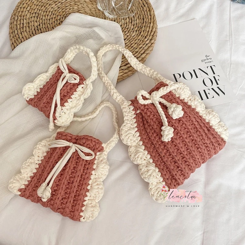 Túi Len Mini phối viền bèo
