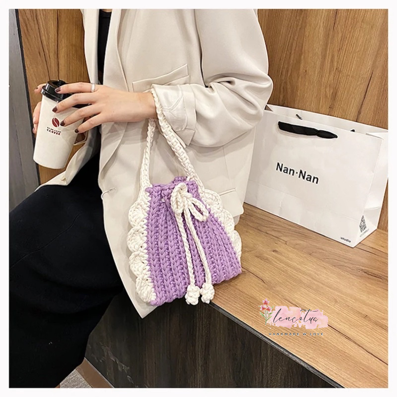Túi Len Mini phối viền bèo