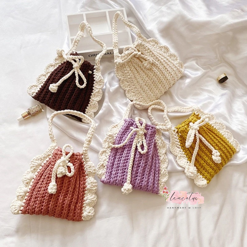 Túi Len Mini phối viền bèo