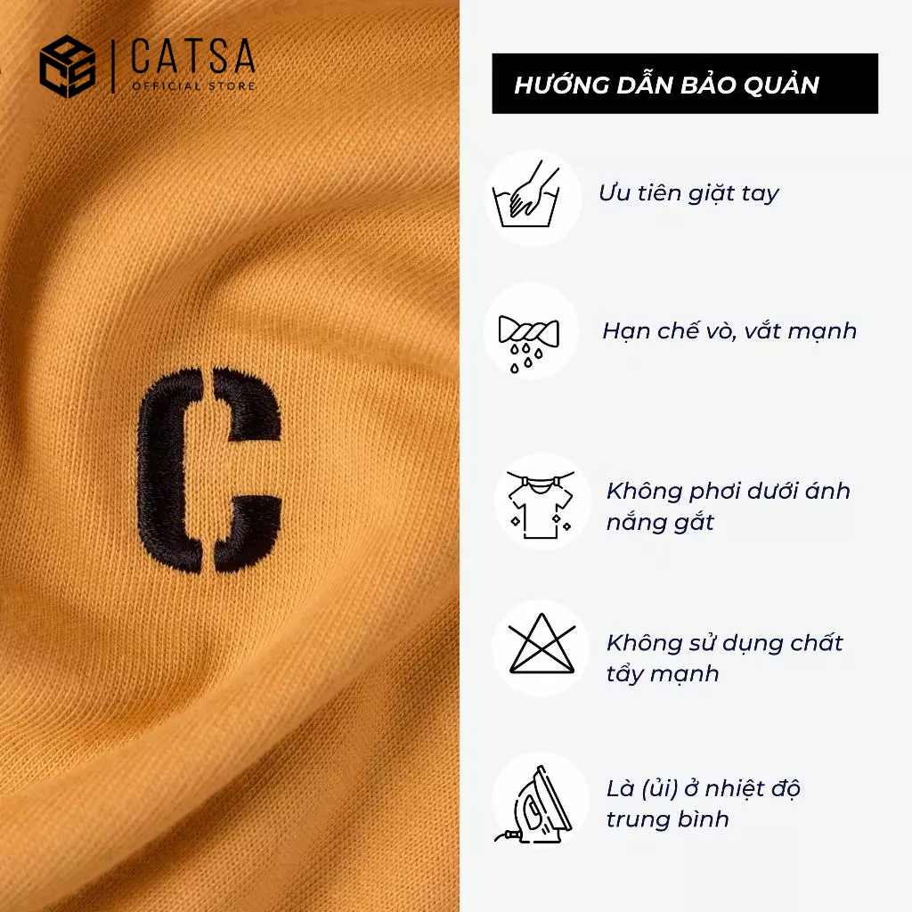 Áo thun cổ tròn tay ngắn thêu C CATSA form regular chất cotton mềm mại bền màu 12ATN056