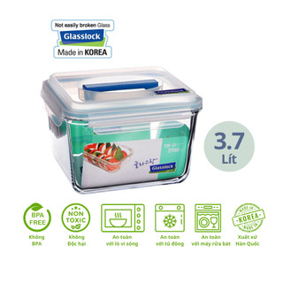 Hộp thủy tinh glasslock mhrb370 3700ml có quai xách hàn quốc - larva store