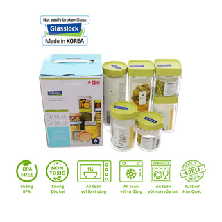 Bộ 06 hũ thủy tinh Glasslock IG805 Hàn Quốc - Larva Store