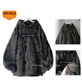 Áo Khoác HOODIE NOT RABBIT Chất Nỉ Hình In Nét Nam Nữ Ulzzang Unisex Form Rộng Đẹp MICHAA AKN98