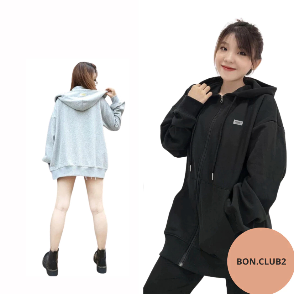 Áo khoác hoodie zip chất nỉ bông form rộng có khóa kéo phù hợp cho cả nam và nữ