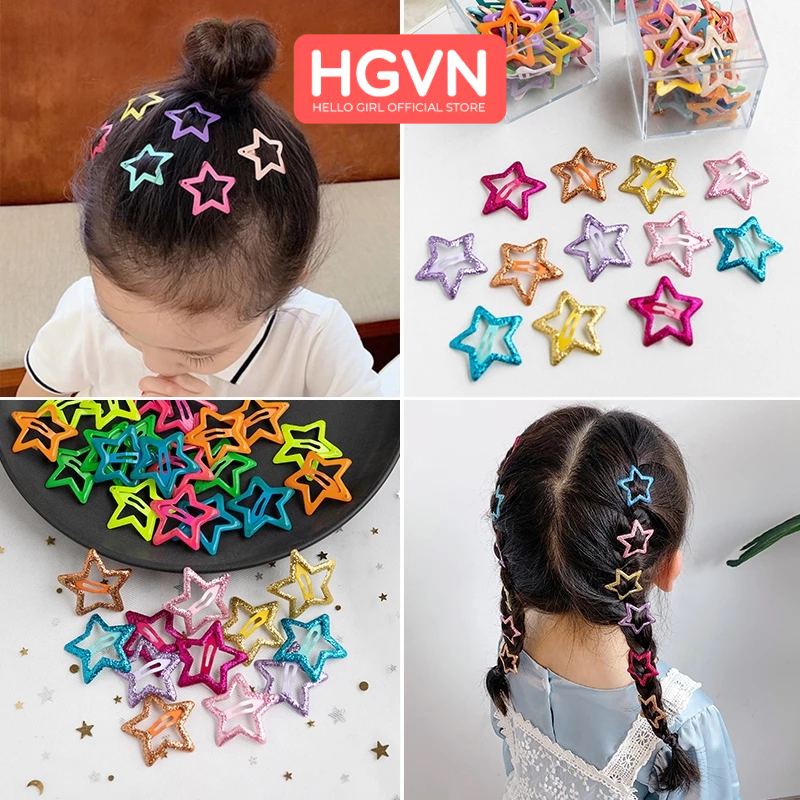 Kẹp Tách Mái Tóc Nhiều Hình Ngôi Sao Năm Cánh Giọt Nước HGVN Nhiều Màu Pastel Dễ Thương Cho Nữ 2023