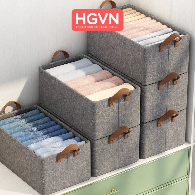 Hộp Vải Đựng Quần Áo HGVN Có Nắp Giỏ Đựng Quần Jean Áo Sơ Mi Sắp Xếp Gọn Gàng