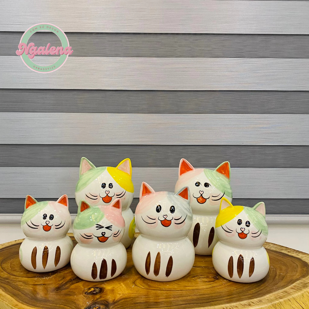 Heo sứ tiết kiệm, Mèo thần tài may mắn neko Maneki bằng gốm sứ Bát Tràng (hũ tiết kiệm)