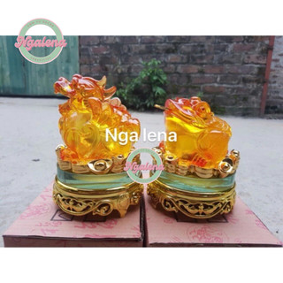 Combo cóc và ty hưu vàng lưu ly (Đế kính xoay đc)