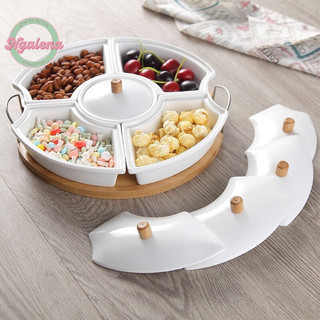 Khay mứt sứ đế gỗ
