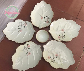 Bộ đĩa lá 5 cánh Bát Tràng