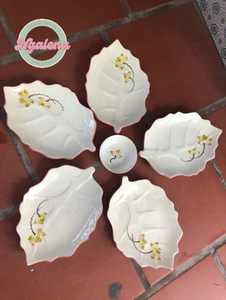 Bộ đĩa lá 5 cánh Bát Tràng