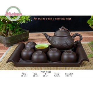 Bộ ấm chén tử sa khay chữ nhật gốm Bát Tràng