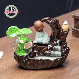 Thác khói trầm hương chú tiểu kèm bình Thuỷ tinh