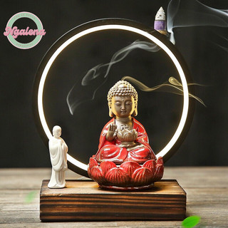 Thác khói trầm hương Phật Adida đèn led (tặng 5 nụ trầm)
