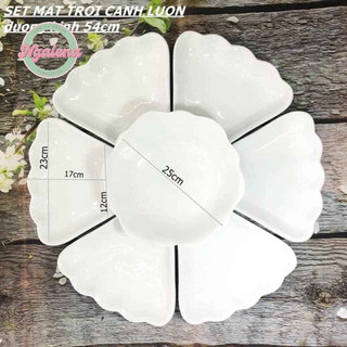 Set đĩa mặt trời 6 cánh hoa sứ Bát Tràng