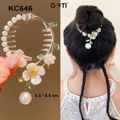 GOTI - Kẹp Tóc Hình Hoa Mai Nhuỵ Đính Hạt Vòng Thanh Lịch – Phụ Kiện Thời Trang Làm Quà Tặng Dành Cho Nữ KC646