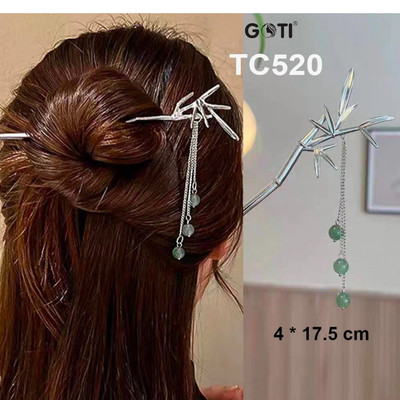 GOTI Trâm Cài Tóc Hình Lá Tre Tua Rua Bằng Kim Loại Phong Cách Hán Phục Nữ Cổ Điển TC520 TC519 TC517 TC518 TC516 TC503