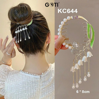 GOTI – Phụ Kiện Tóc Nữ – Kẹp Tóc Kim Loại Hàn Quốc Hottrend Kẹp Dạng Vòng Tua Rua Cute Xinh Xắn KC644