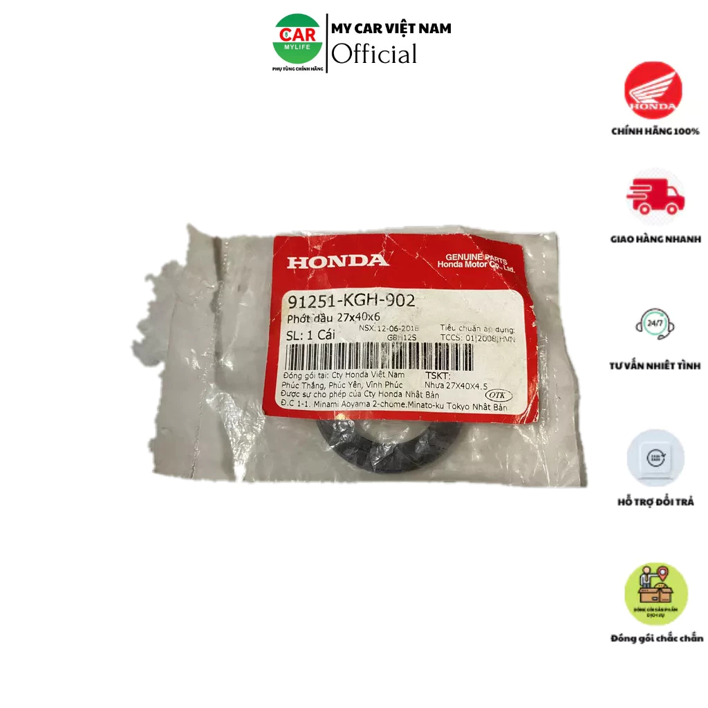 91251KGH902 Phớt nhông 203 Phớt chắn bụi 27x40x4.5