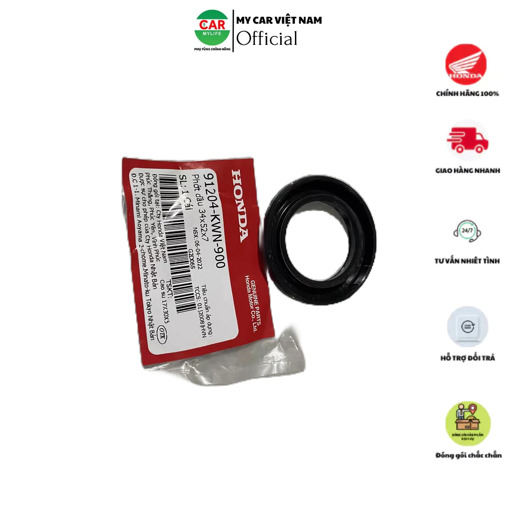 Phớt dầu 34x52x7 -phớt láp to HONDA AIR BLADE 125, PCX125, SH.