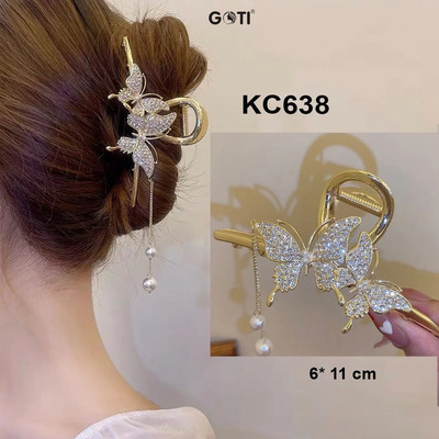 GOTI – Phụ Kiện Tóc Nữ Thanh Lịch – Kẹp Tóc Càng Cua Kim Loại Hình Bướm Đính Đá Quà Tặng Nữ 20-10 8-3 KC638