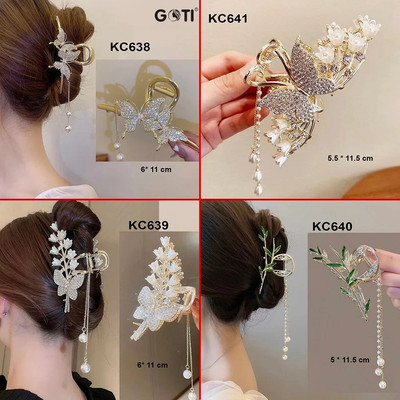 GOTI – Phụ Kiện Tóc Đẹp Quà Tặng Cho Nữ 20/10 8/3 – Kẹp Tóc Càng Cua Loại Lớn Hình Hạt Xanh-Trắng Phối Sao Biển KC637
