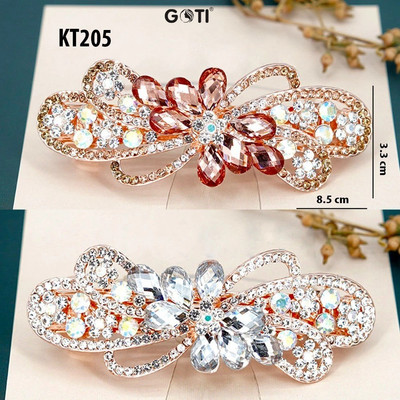 GOTI Phụ Kiện Thời Trang Nữ - Quà Tặng Mẹ, Bà, Người Lớn Tuổi Kẹp Tóc Hình Nơ Đính 8 Đá Lớn Nhiều Màu Sang Trọng KT205