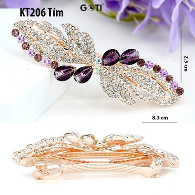 GOTI - Kẹp Tóc Hình Lá Lớn Đính Đá Nhiều Màu Sang Trọng Quà Tặng Mẹ, Tặng Bà, Người Lớn Tuổi - Phụ Kiện Thời Trang KT206